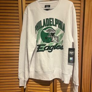 47 Brand White Sweatshirt with Green Accents Mens XL NWT